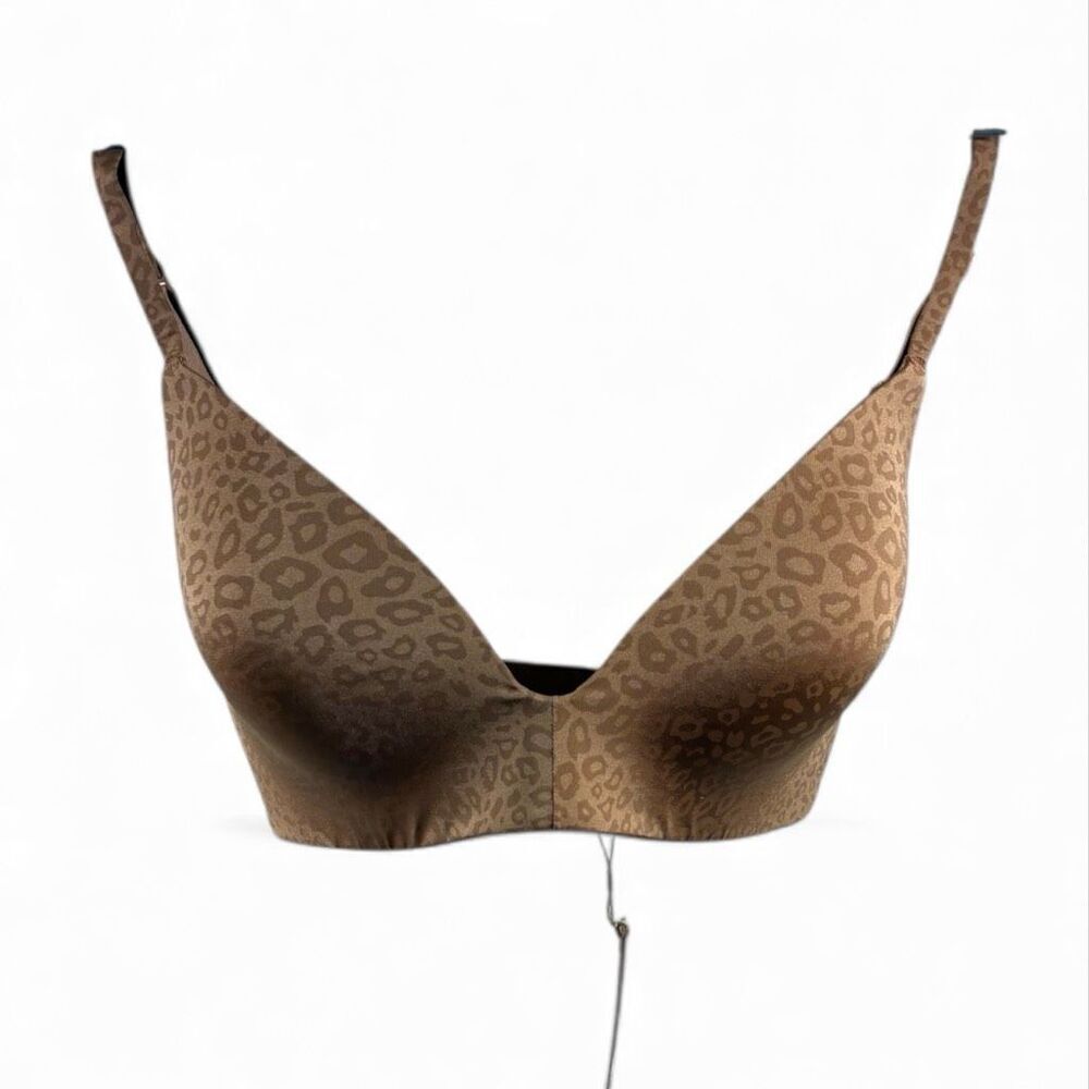 SKIMS NWT Jacquard T-Shirt Demi Bra in Sienna Micro Leopard Print Size 32D